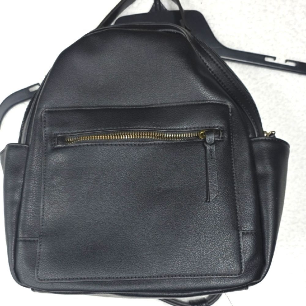 Style & Co. Black Faux Leather Mini Backpack with Gold Hardware - Picture 3 of 16